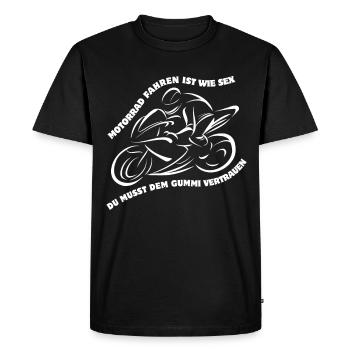 Motorrad fahren ist wie Sex - Männer Premium Bio T-Shirt - Schwarz - Vorne - Nico (187cm)