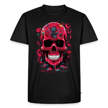 Bloody Skull Biomechanics Abstract Art - Men's Premium Organic T-Shirt - black - Front - Nico (187cm)