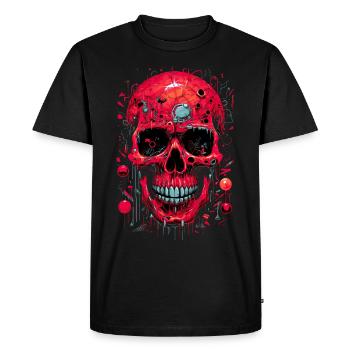 Bloody Skull Biomechanics Abstract Art - Men's Premium Organic T-Shirt - black - Front - Nico (187cm)