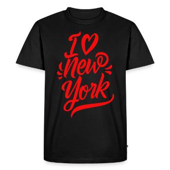 J’aime New York, la Grosse Pomme, les États-Unis, l’Amérique - T-shirt Premium bio Homme - noir - Devant - Nico (187cm)