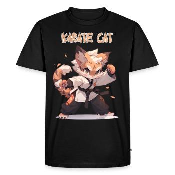 Funny Karate Cat MMA Kawaii Martial Arts - Men's Premium Organic T-Shirt - black - Front - Nico (187cm)