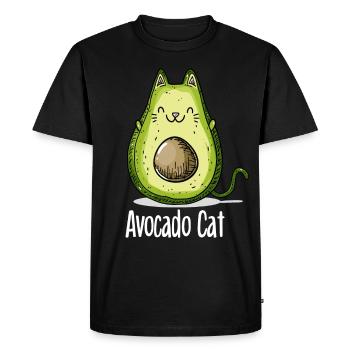 Avocado Cat Cats Vegetarian Gift - Men's Premium Organic T-Shirt - black - Front - Nico (187cm)