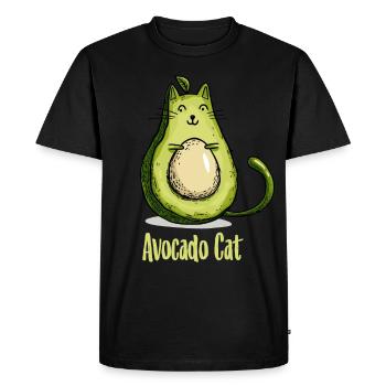 Avocado Cat Cats Vegetarian Gift - Men's Premium Organic T-Shirt - black - Front - Nico (187cm)