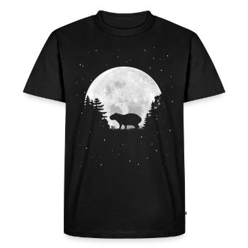 Pleine Lune - Nuit - Capybara Silhouette - T-shirt Premium bio Homme - noir - Devant - Nico (187cm)