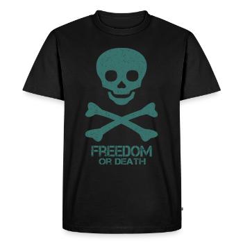 Skull Saying Freedom Or Death - Men's Premium Organic T-Shirt - black - Front - Nico (187cm)
