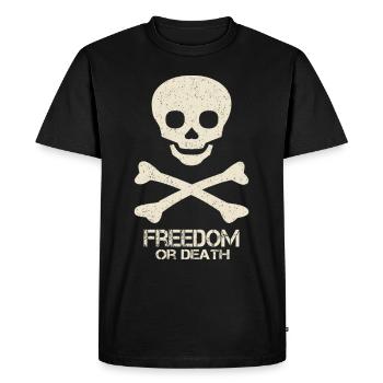 Skull Saying Freedom Or Death - Men's Premium Organic T-Shirt - black - Front - Nico (187cm)