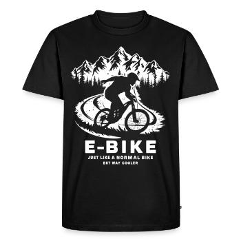 E-Bike Dire Ebiker Cycliste Montagnes Nature - T-shirt Premium bio Homme - noir - Devant - Nico (187cm)
