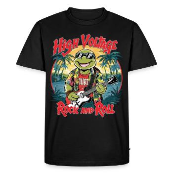 Funny Shield Peak avec guitare rock and roll - T-shirt Premium bio Homme - noir - Devant - Nico (187cm)
