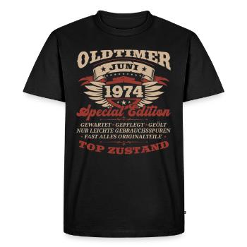 Millésime Juin 1974 Cru 1974 Anniversaire 1974 - T-shirt Premium bio Homme - noir - Devant - Nico (187cm)