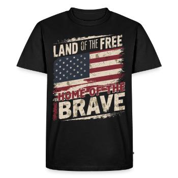 Drapeau américain États-Unis Terre de la liberté - T-shirt Premium bio Homme - noir - Devant - Nico (187cm)