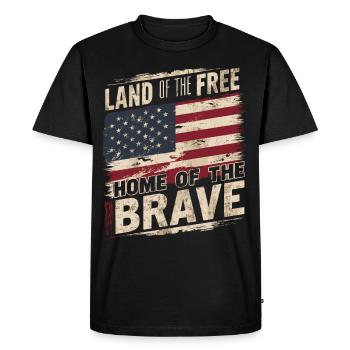 Drapeau américain États-Unis Terre de la liberté - T-shirt Premium bio Homme - noir - Devant - Nico (187cm)