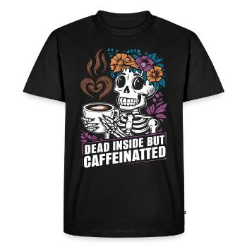 Drôle de café caféine squelette dire - T-shirt Premium bio Homme - noir - Devant - Nico (187cm)