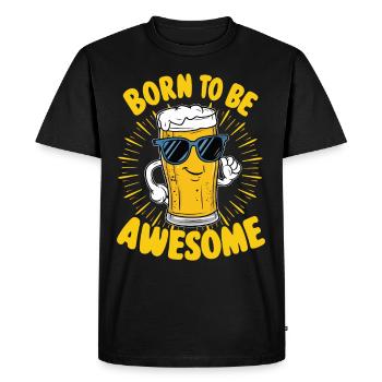 Beer Saying Born to be Awesome - Men's Premium Organic T-Shirt - black - Front - Nico (187cm)