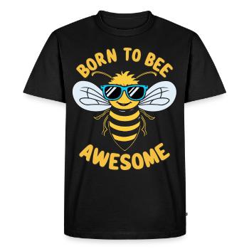 Funny Bee Saying Born to Bee Awesome - Men's Premium Organic T-Shirt - black - Front - Nico (187cm)