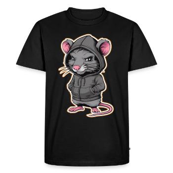 Rat cool dans un sweat à capuche élégant - Funny Animals - T-shirt Premium bio Homme - noir - Devant - Nico (187cm)