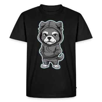 Chien cool en sweat à capuche élégant - T-shirt Premium bio Homme - noir - Devant - Nico (187cm)