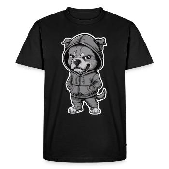 Chien cool en sweat à capuche élégant - T-shirt Premium bio Homme - noir - Devant - Nico (187cm)