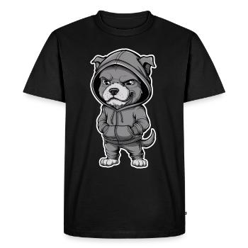 Chien cool en sweat à capuche élégant - T-shirt Premium bio Homme - noir - Devant - Nico (187cm)