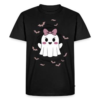 Fantôme mignon avec des chauves-souris - T-shirt Premium bio Homme - noir - Devant - Nico (187cm)