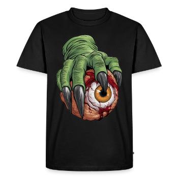 Vert Monstre Main Oeil Sanglant Fête d’Halloween - T-shirt Premium bio Homme - noir - Devant - Nico (187cm)