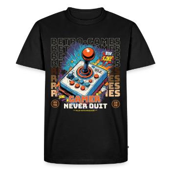 Retro Gamer Joystick / Controller Jeux de console - T-shirt Premium bio Homme - noir - Devant - Nico (187cm)