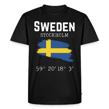 Stockholm Suède Vacances Scandinavie Randonnée - T-shirt Premium bio Homme - noir - Devant - Nico (187cm)