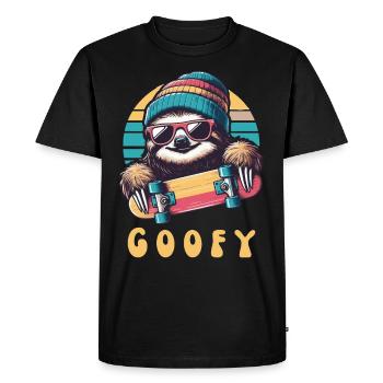 GOOFY Skater Sloth - Tenue de patineur drôle - T-shirt Premium bio Homme - noir - Devant - Nico (187cm)