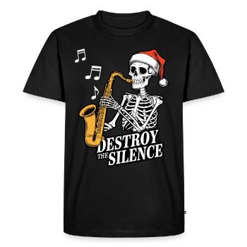 Saxophone squelette Destroy the Silence Musique - T-shirt Premium bio Homme - noir - Devant - Nico (187cm)