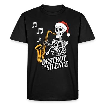 Saxophone squelette Destroy the Silence Musique - T-shirt Premium bio Homme - noir - Devant - Nico (187cm)