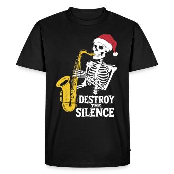 Saxophone squelette Destroy the Silence Musique - T-shirt Premium bio Homme - noir - Devant - Nico (187cm)