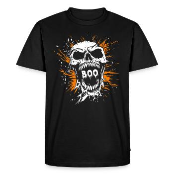HOU! Costume de crâne de joyeux Halloween - Horreur - T-shirt Premium bio Homme - noir - Devant - Nico (187cm)