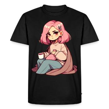 Style anime confortable avec thé et bouillotte - T-shirt Premium bio Homme - noir - Devant - Nico (187cm)