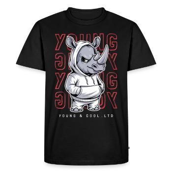 Rhinocéros jeune et cool amoureux des animaux - T-shirt Premium bio Homme - noir - Devant - Nico (187cm)