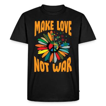 Faites l’amour pas la guerre Flower Power Hippie - T-shirt Premium bio Homme - noir - Devant - Nico (187cm)