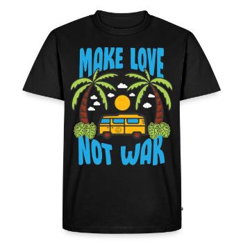 Faites l’amour pas la guerre Flower Power Hippie - T-shirt Premium bio Homme - noir - Devant - Nico (187cm)