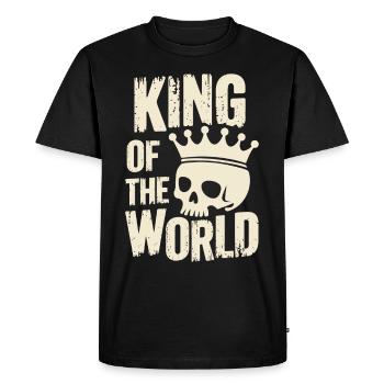 Crâne et os croisés avec couronne Roi du Monde - T-shirt Premium bio Homme - noir - Devant - Nico (187cm)