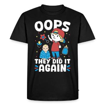 Nouveau bébé - ils l’ont encore fait frère - T-shirt Premium bio Homme - noir - Devant - Nico (187cm)