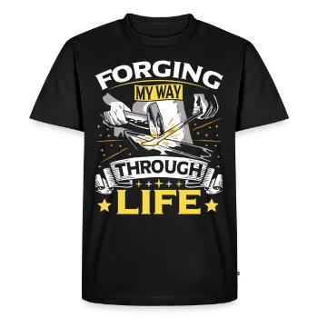 Forgeron de puissance Metalforge Merch - T-shirt Premium bio Homme - noir - Devant - Nico (187cm)