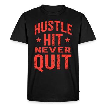 Hustle Hit Never Quit Athlete Fitness - Men's Premium Organic T-Shirt - black - Front - Nico (187cm)