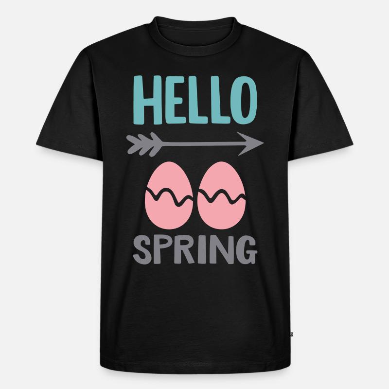 Hello Spring Frühlingsdesign mit Ostereiern - Männer Premium Bio T-Shirt - Schwarz