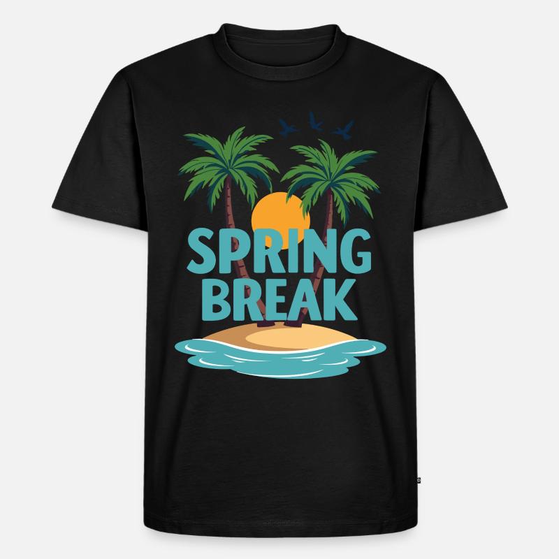 Spring Break Palmen Strand - Männer Premium Bio T-Shirt - Schwarz