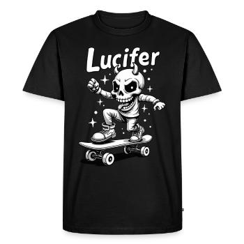 Skateur Skeleton Lucifer Diablement cool sur la route - T-shirt Premium bio Homme - noir - Devant - Nico (187cm)