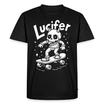Skateur Skeleton Lucifer Diablement cool sur la route - T-shirt Premium bio Homme - noir - Devant - Nico (187cm)