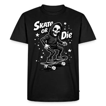 Skateboard Grim Reaper – Skate or Die - T-shirt Premium bio Homme - noir - Devant - Nico (187cm)