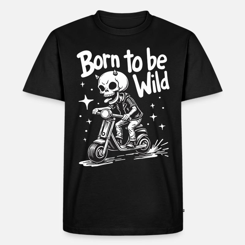 Skull Devil on Scooter - Men's Premium Organic T-Shirt - black