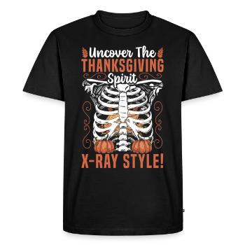 Dinde Thanksgiving Squelette Thanksgiving Xray - T-shirt Premium bio Homme - noir - Devant - Nico (187cm)