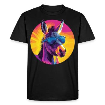 âne cool avec des lunettes de soleil - T-shirt Premium bio Homme - noir - Devant - Nico (187cm)