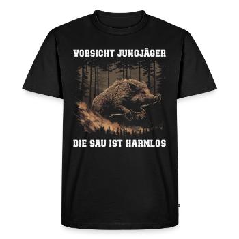 Beware of young hunters - Men's Premium Organic T-Shirt - black - Front - Nico (187cm)