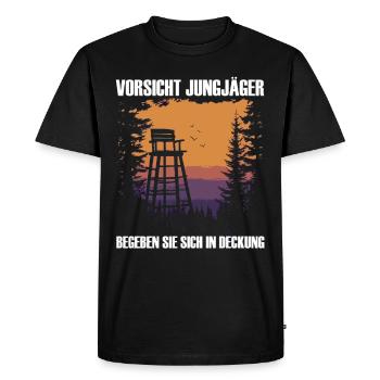 Beware of young hunters - Men's Premium Organic T-Shirt - black - Front - Nico (187cm)