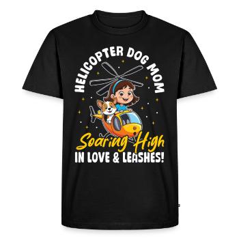 Hélicoptère chien maman amour & laisses ! Maman chienne - T-shirt Premium bio Homme - noir - Devant - Nico (187cm)